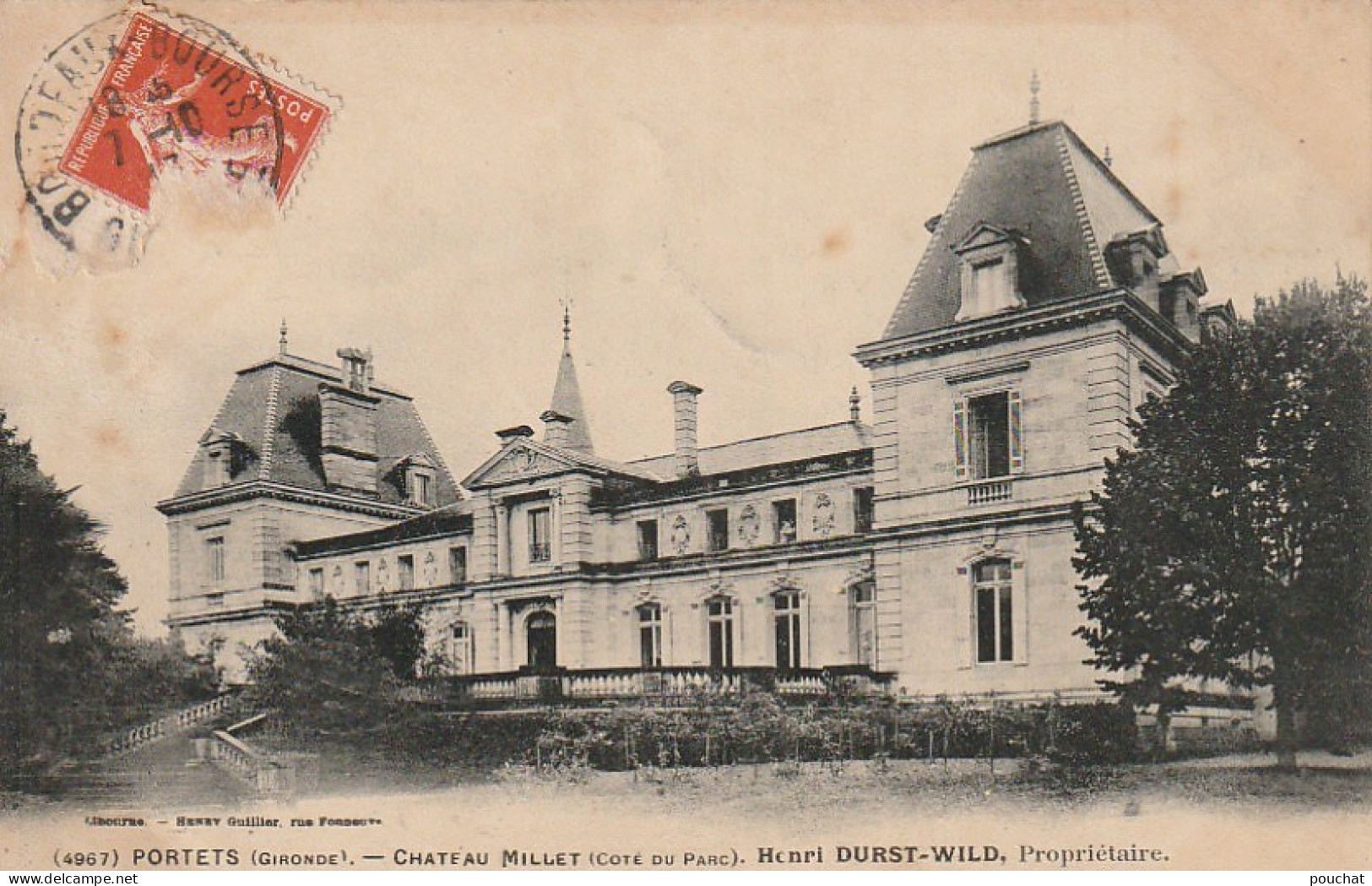 CE 31-(33) PORTETS - CHATEAU MILLET ( COTE DU PARC ) - HENRI DURST WILD , PROPRIETAIRE - 2 SCANS - Sonstige & Ohne Zuordnung