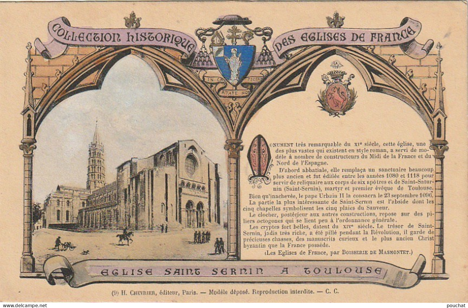 ALnw -(31) TOULOUSE - EGLISE SAINT SERNIN - GRAVURE - COLLECTION HISTORIQUE DES EGLISES DE FRANCE - Toulouse