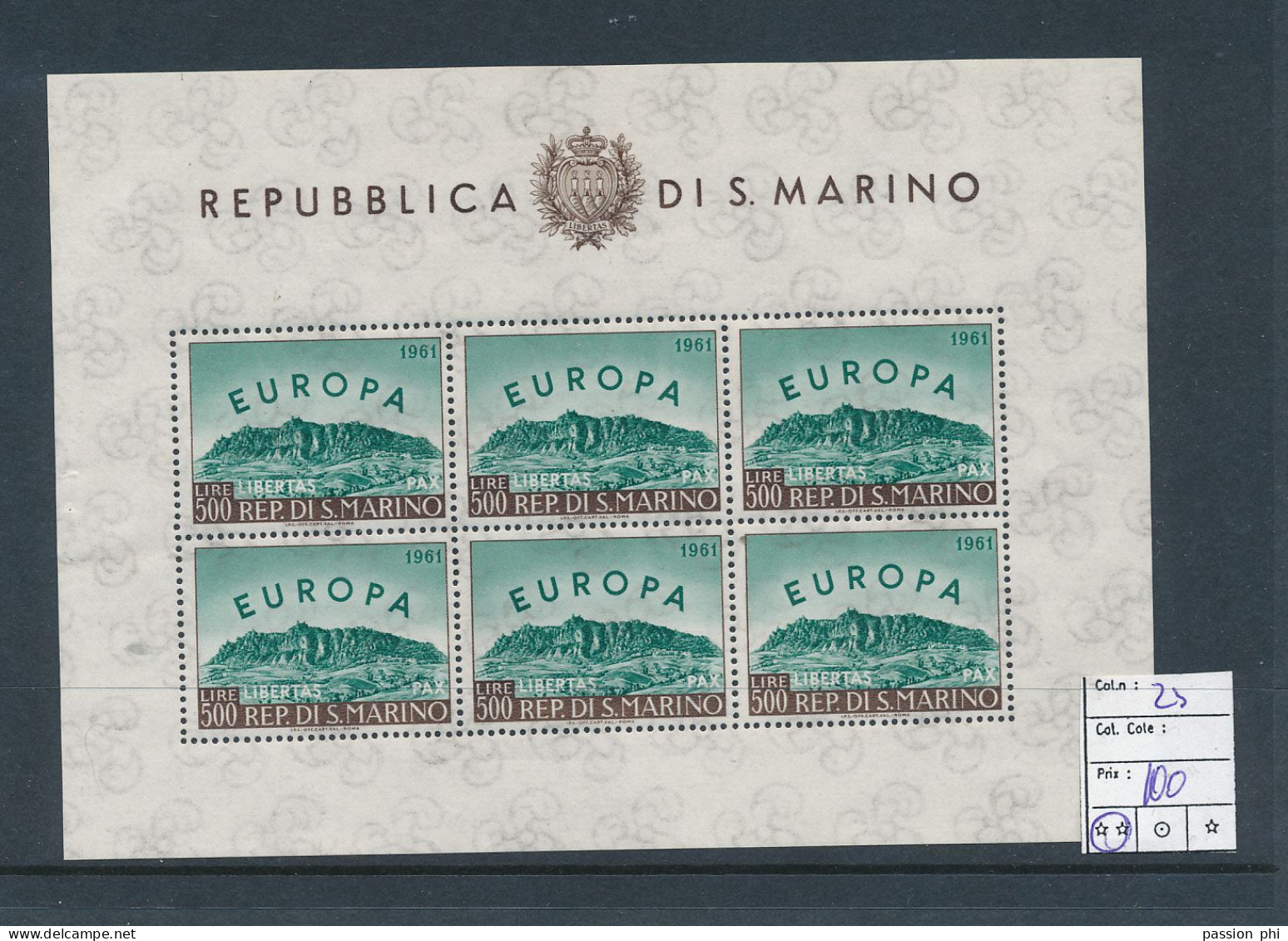 ST. MARINO SASSONE 23 MNH - Blocks & Kleinbögen