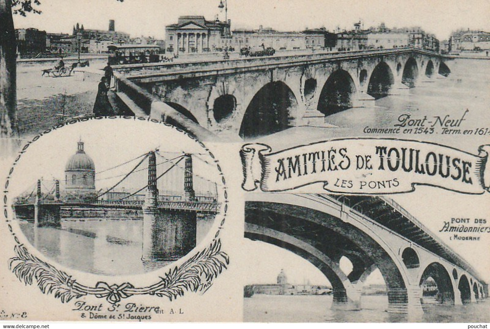 ALnw -(31) TOULOUSE - LOT DE 6 CARTES MULTIVUES : LES PONTS , LA GARONNE , SOUVENIR ET AMITIES DE TOULOUSE - Toulouse