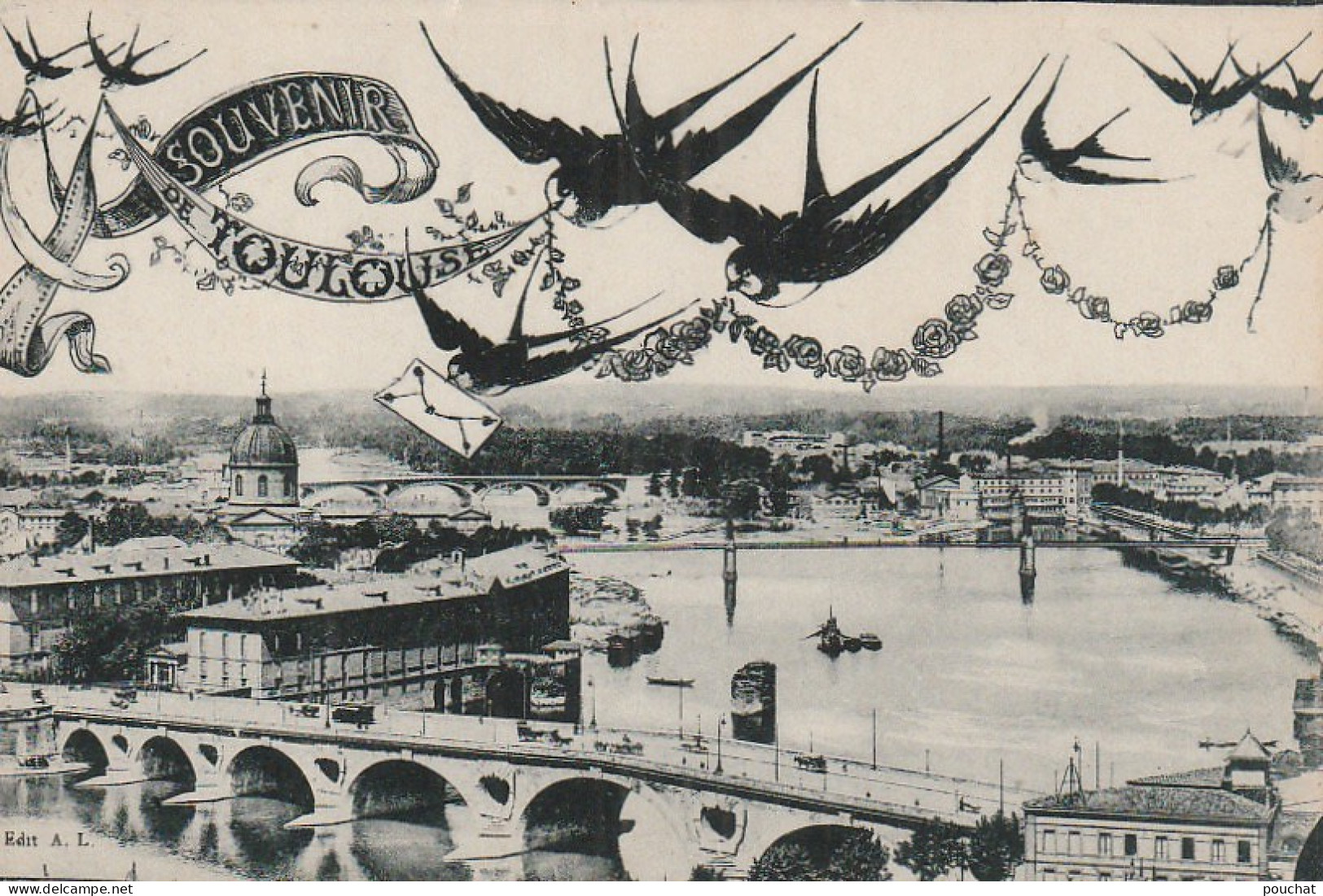 ALnw -(31) TOULOUSE - LOT DE 6 CARTES MULTIVUES : LES PONTS , LA GARONNE , SOUVENIR ET AMITIES DE TOULOUSE - Toulouse