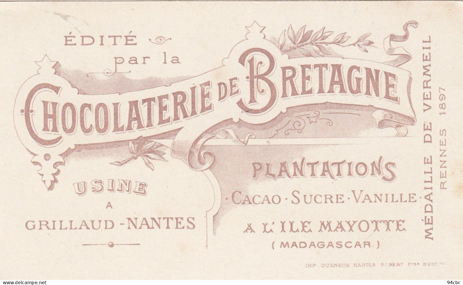 CHROMO IMAGE (7x12)  CHOCOLAT DE BRETAGNE Rade Port Said Et Entree Du Canal  (  B.bur Chromo)egypte - Otros & Sin Clasificación