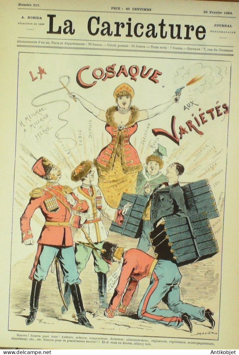 La Caricature 1884 N°217 Cosaque Aux Variétés Draner Bals Masqués Sorel Trock Job - Tijdschriften - Voor 1900