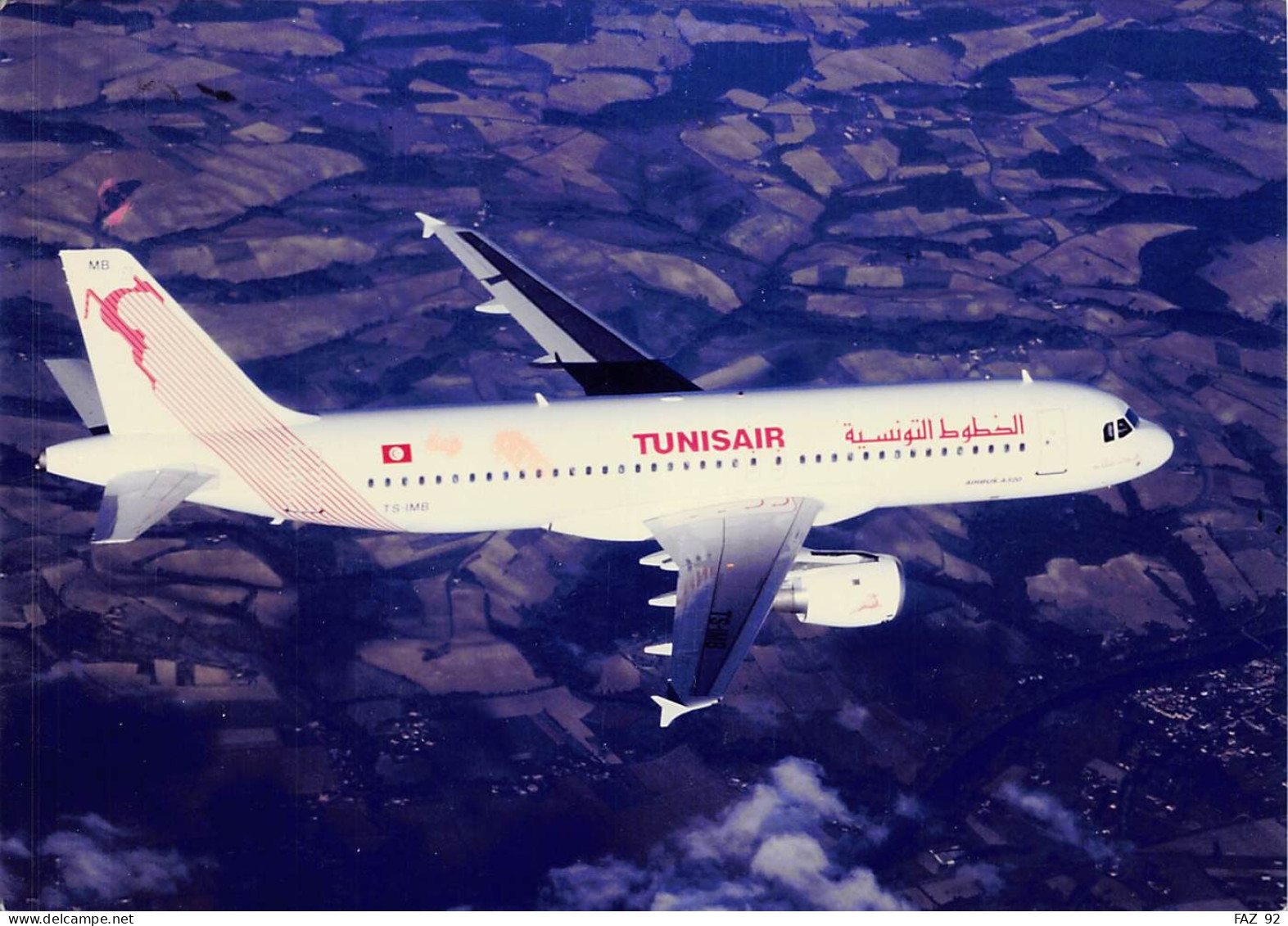 Airbus A320 In Tunisair Colours - 180 X 130 Mm. - Photo Presse Originale - Aviation