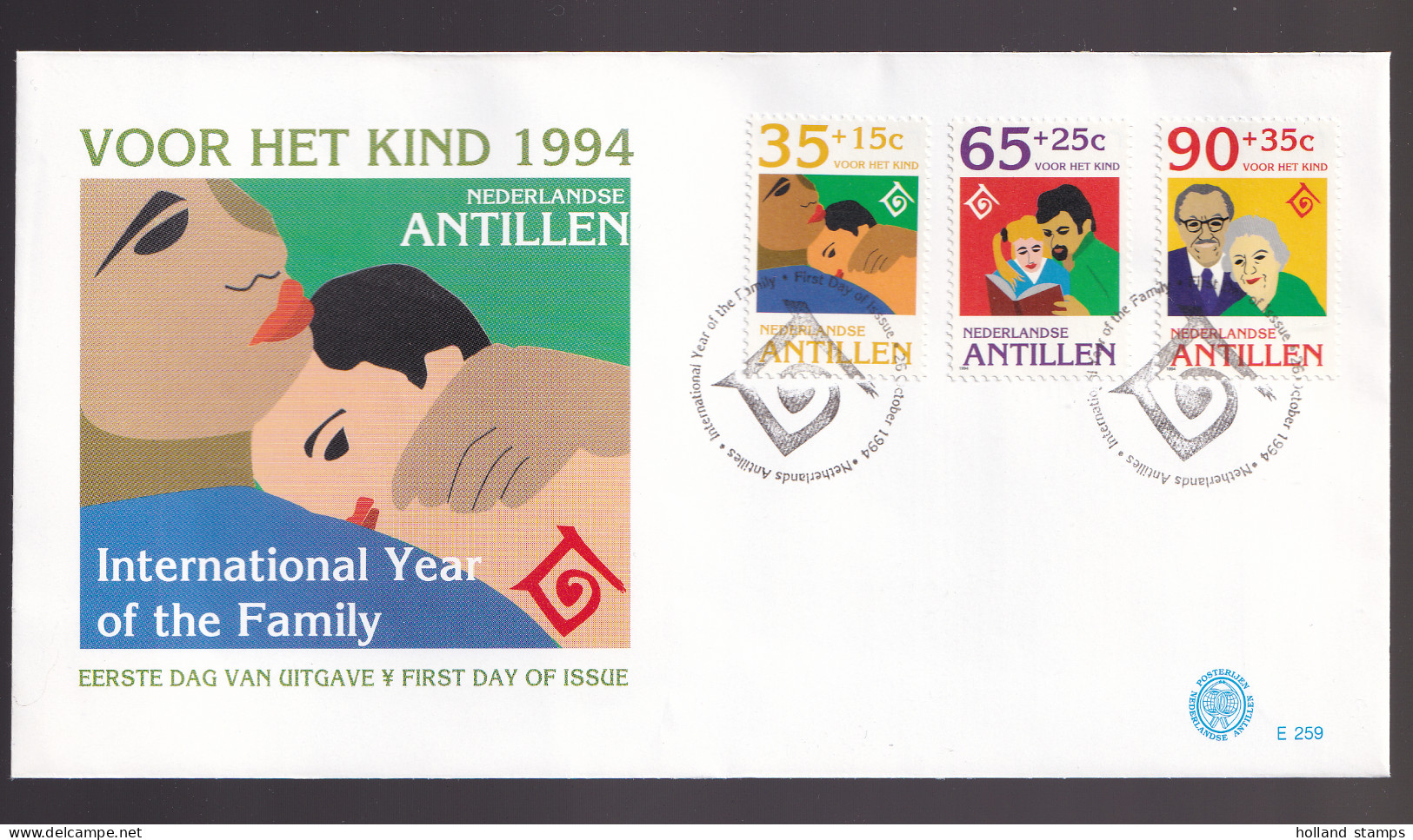 NEDERLANDSE ANTILLEN * FDC  E 259 * KINDERSERIE * ONBESCHREVEN * OPEN KLEP - Curacao, Netherlands Antilles, Aruba