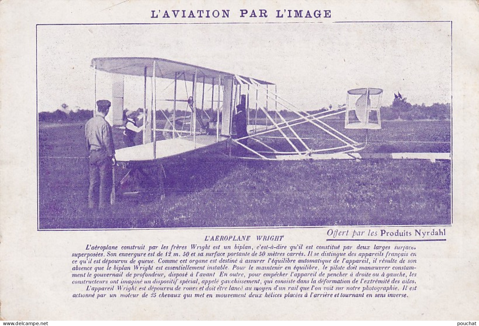 BE Nw4- L'AEROPLANE WRIGHT - CARTE PUBLICITAIRE  PRODUITS NYRDAHL - ....-1914: Précurseurs