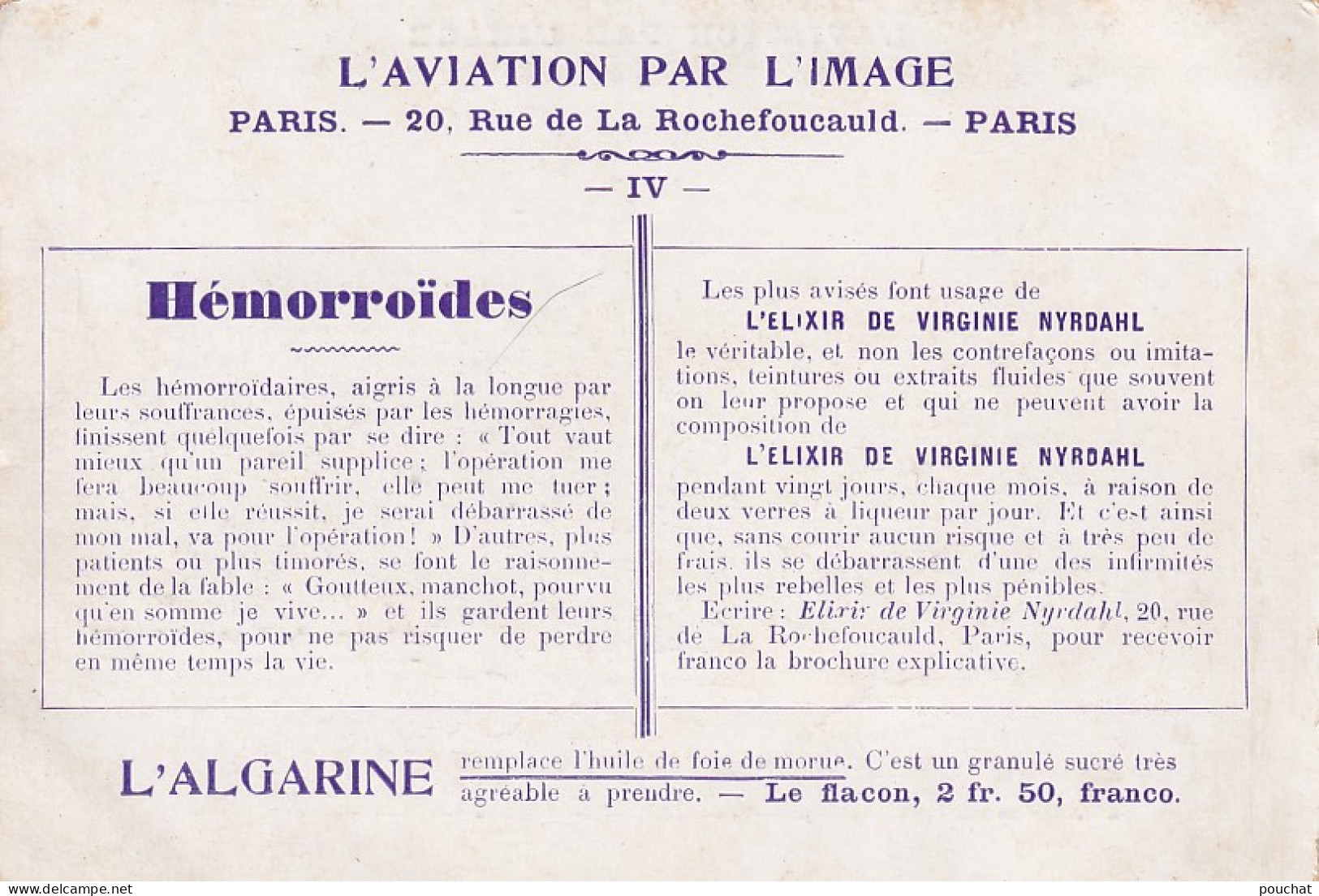 BE Nw4- L'AEROPLANE WRIGHT - CARTE PUBLICITAIRE  PRODUITS NYRDAHL - ....-1914: Voorlopers