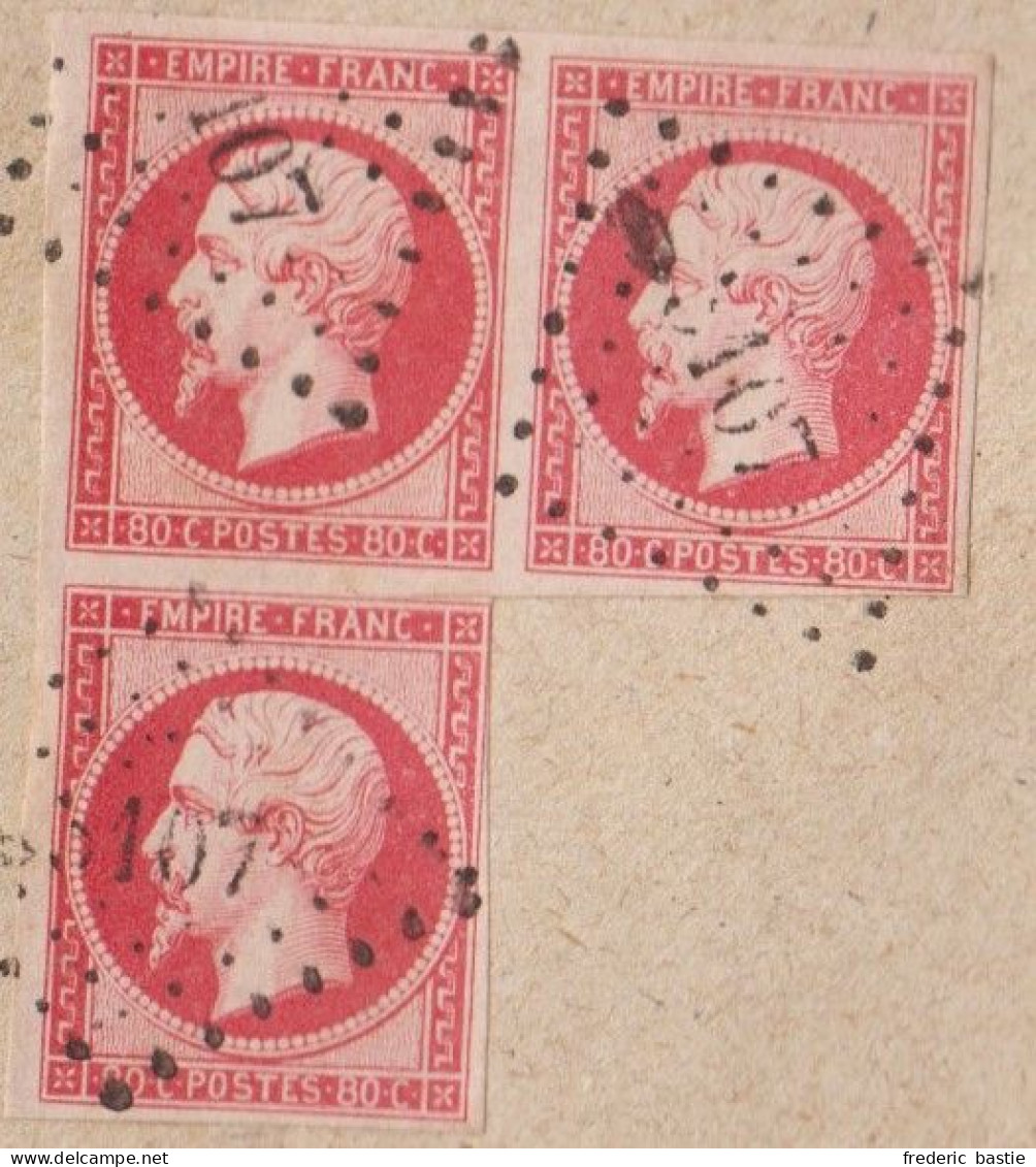 Enveloppe  De ST GIRONS Avec Equerre De 3  80c Napoléon N° 17B - 1849-1876: Période Classique