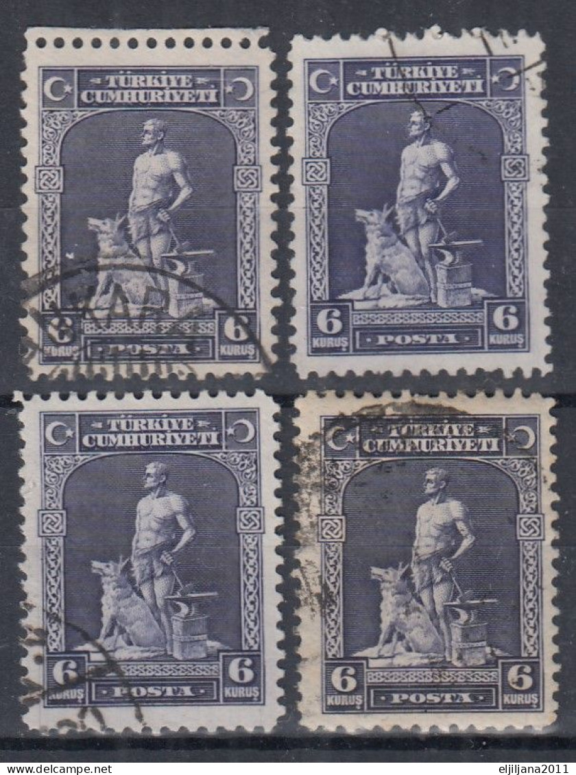 Turkey / Türkei 1929 ⁕ Gray Wolf (Bozkurt) 6 K. Mi.888 ⁕ 4v Used - Used Stamps