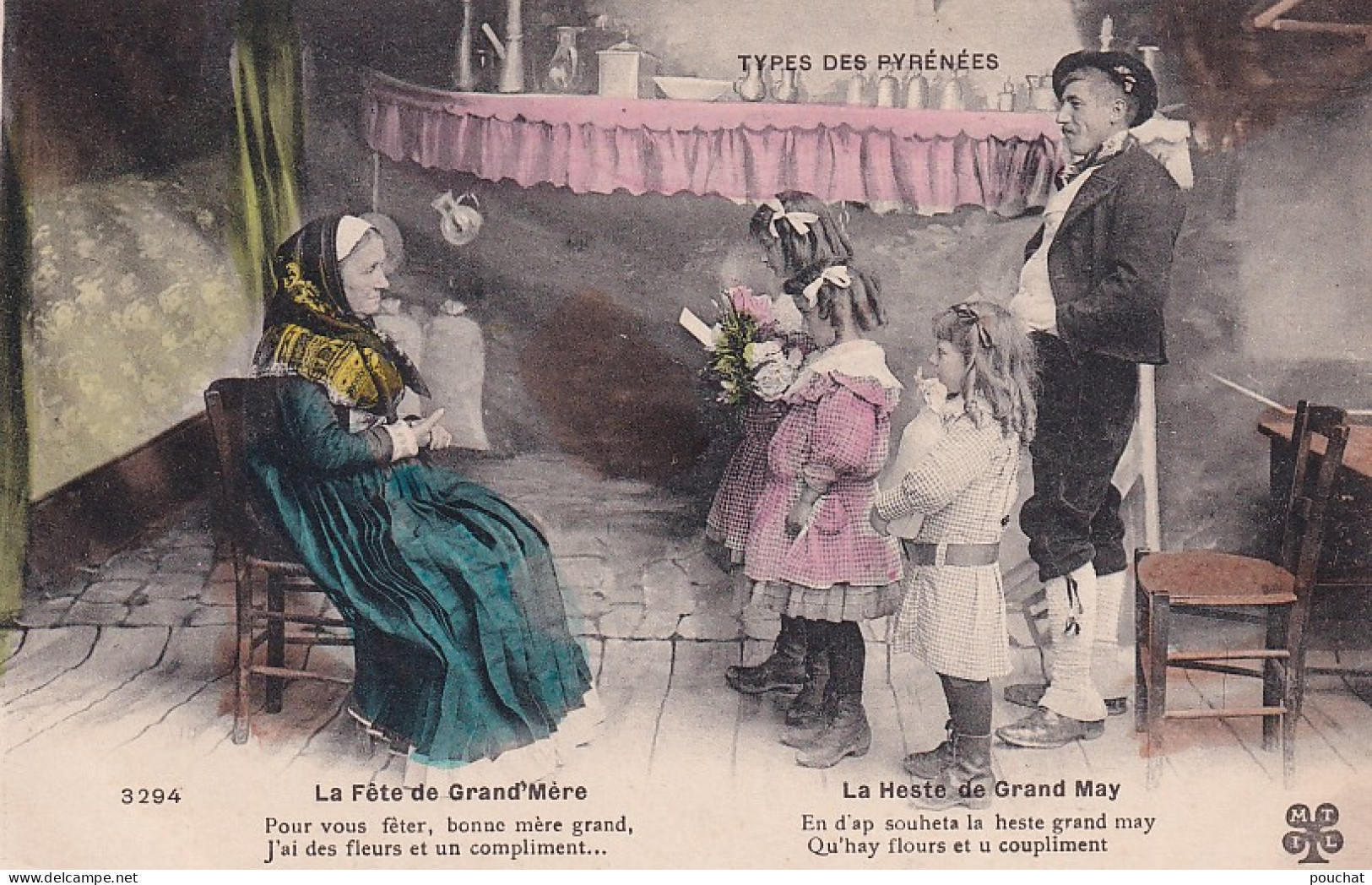 CE Nw1- LA FETE DE GRAND MERE - LA HESTE DE GRAND MAY- TYPES DES PYRENEES - CARTE COLORISEE N° 3294 - Personnages