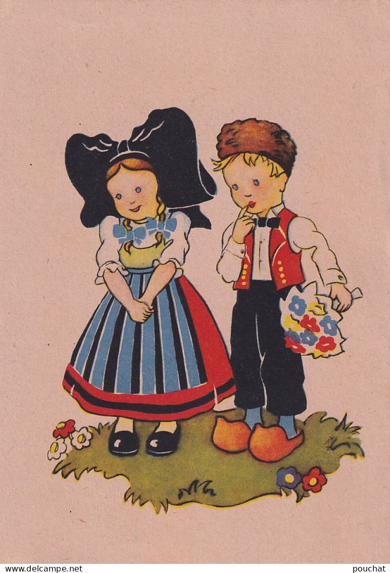 CE Nw2- COSTUMES ALSACIENS - COUPLE EN TENUES TRADITIONNELLES ET BOUQUET DE FLEURS - ILLUSTRATEUR - Trachten