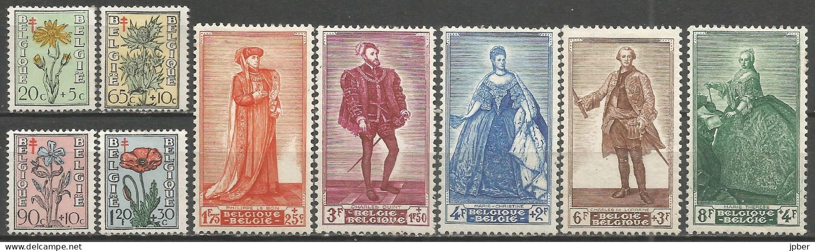 Belgique - Arnica, Panicaut, Pervenche, Coquelicot, Portrait Sénat N°814 à 822 * - Unused Stamps