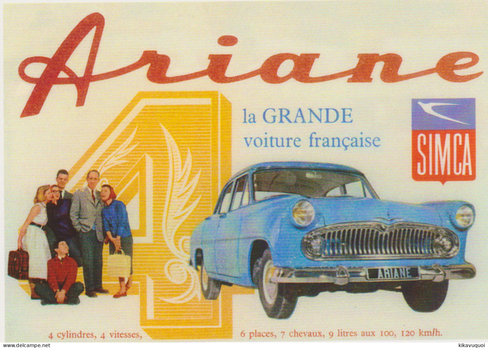 SIMCA ARIANE - CARTE POSTALE 10X15 CM NEUF - Passenger Cars