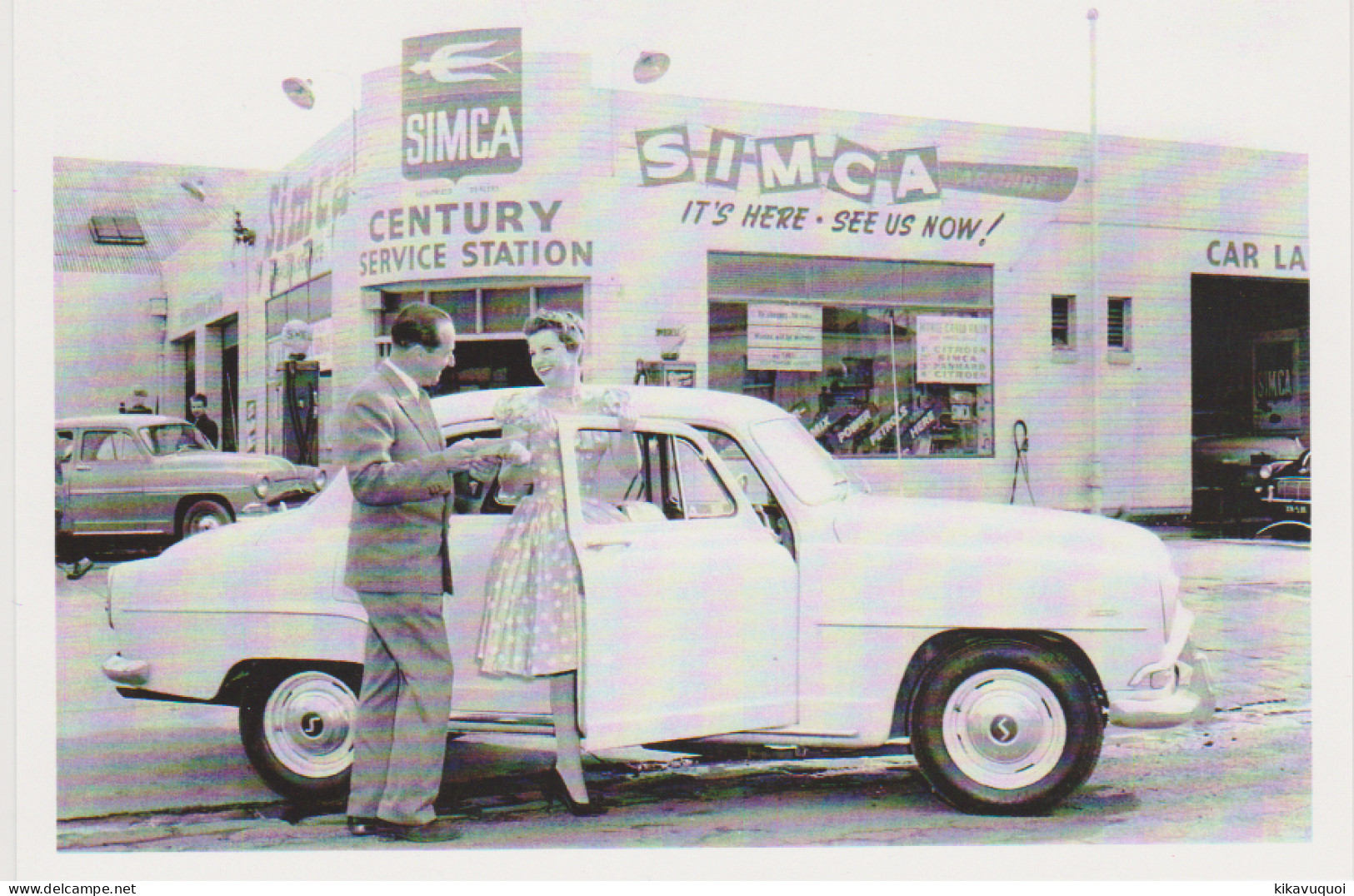 SIMCA ARON DEVANT GARAGE 1959 - CARTE POSTALE 10X15 CM NEUF - Passenger Cars
