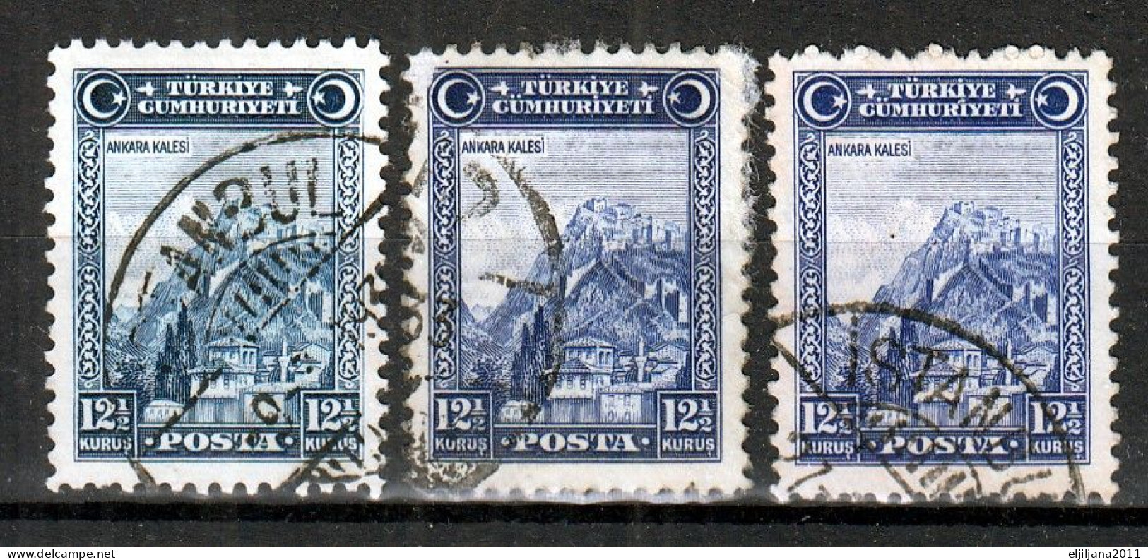 Turkey / Türkei 1929 ⁕ Ankara Fortress 12 ½ Ghr. Mi.889 ⁕ 3v Used - Gebraucht