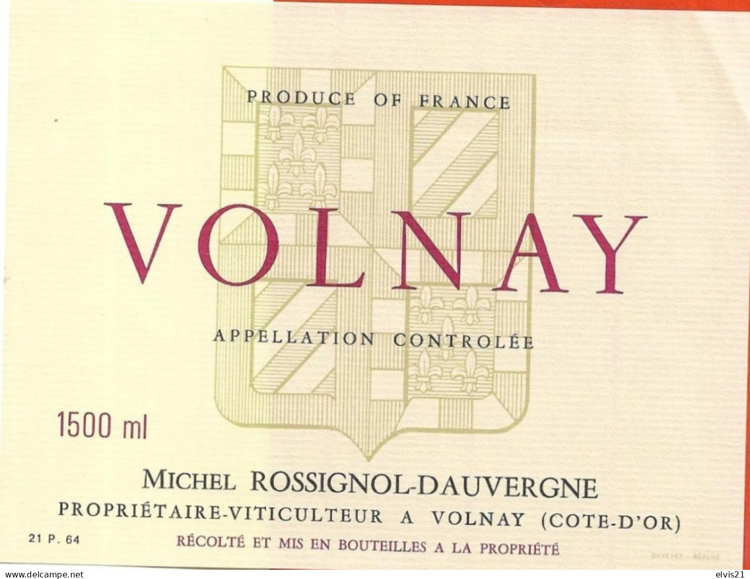 Etiquette De Vin Magnum VOLNAY - Bourgogne