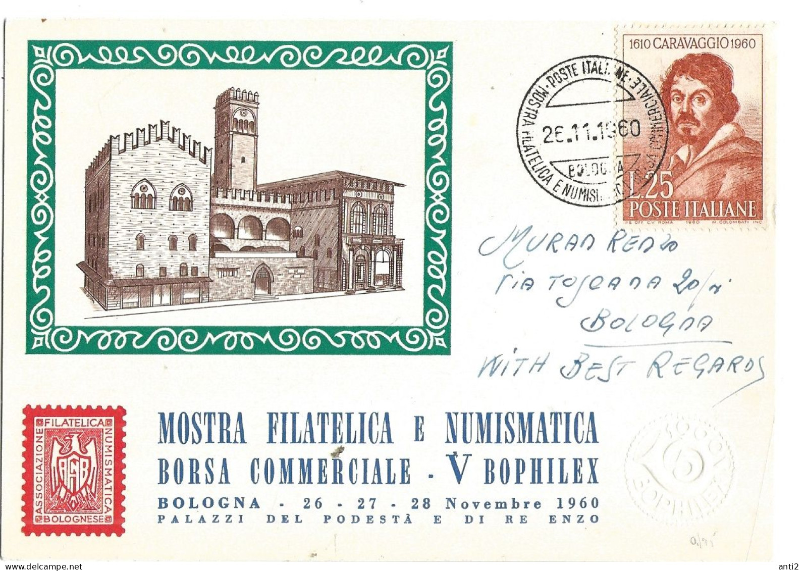 Italy 1960  350th Anniversary Of Michelangelo Merisi Amerighi Da Caravaggio's Death, Mi 1079 FDC-card - FDC