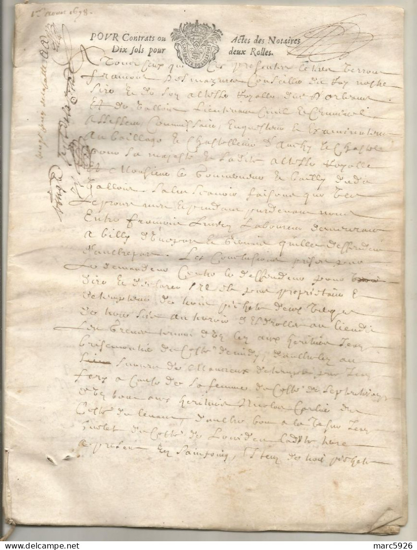 N°1988 ANCIENNE LETTRE ACTE DE NOTAIRE A SOISSONS A DECHIFFRER DATE 1648 - Documenti Storici