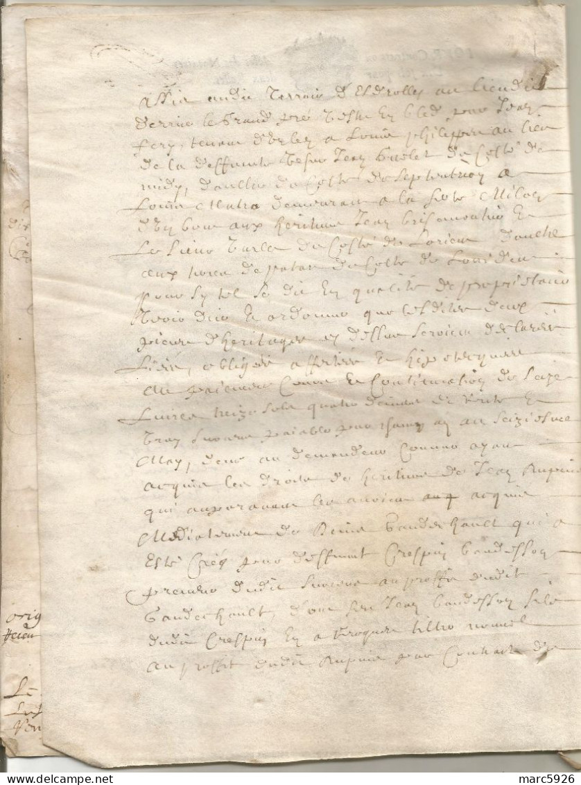 N°1988 ANCIENNE LETTRE ACTE DE NOTAIRE A SOISSONS A DECHIFFRER DATE 1648 - Documenti Storici