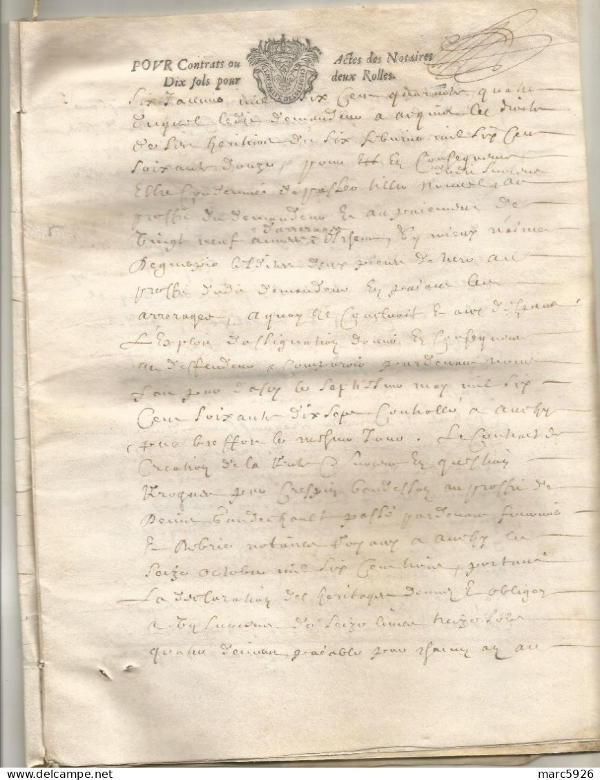 N°1988 ANCIENNE LETTRE ACTE DE NOTAIRE A SOISSONS A DECHIFFRER DATE 1648 - Historische Documenten