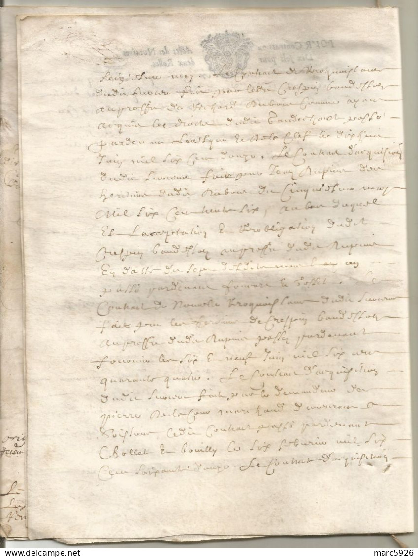 N°1988 ANCIENNE LETTRE ACTE DE NOTAIRE A SOISSONS A DECHIFFRER DATE 1648 - Documenti Storici