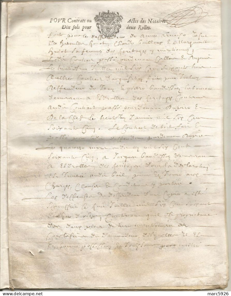 N°1988 ANCIENNE LETTRE ACTE DE NOTAIRE A SOISSONS A DECHIFFRER DATE 1648 - Historische Dokumente