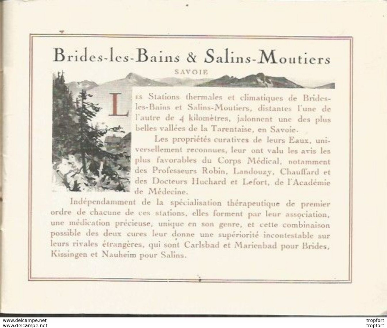 JP / Livret TOURISTIQUE Brides-les-bains SALINS-MOUTIERS Source MALADIES Station Thermale Medecine 1918 - Dépliants Touristiques