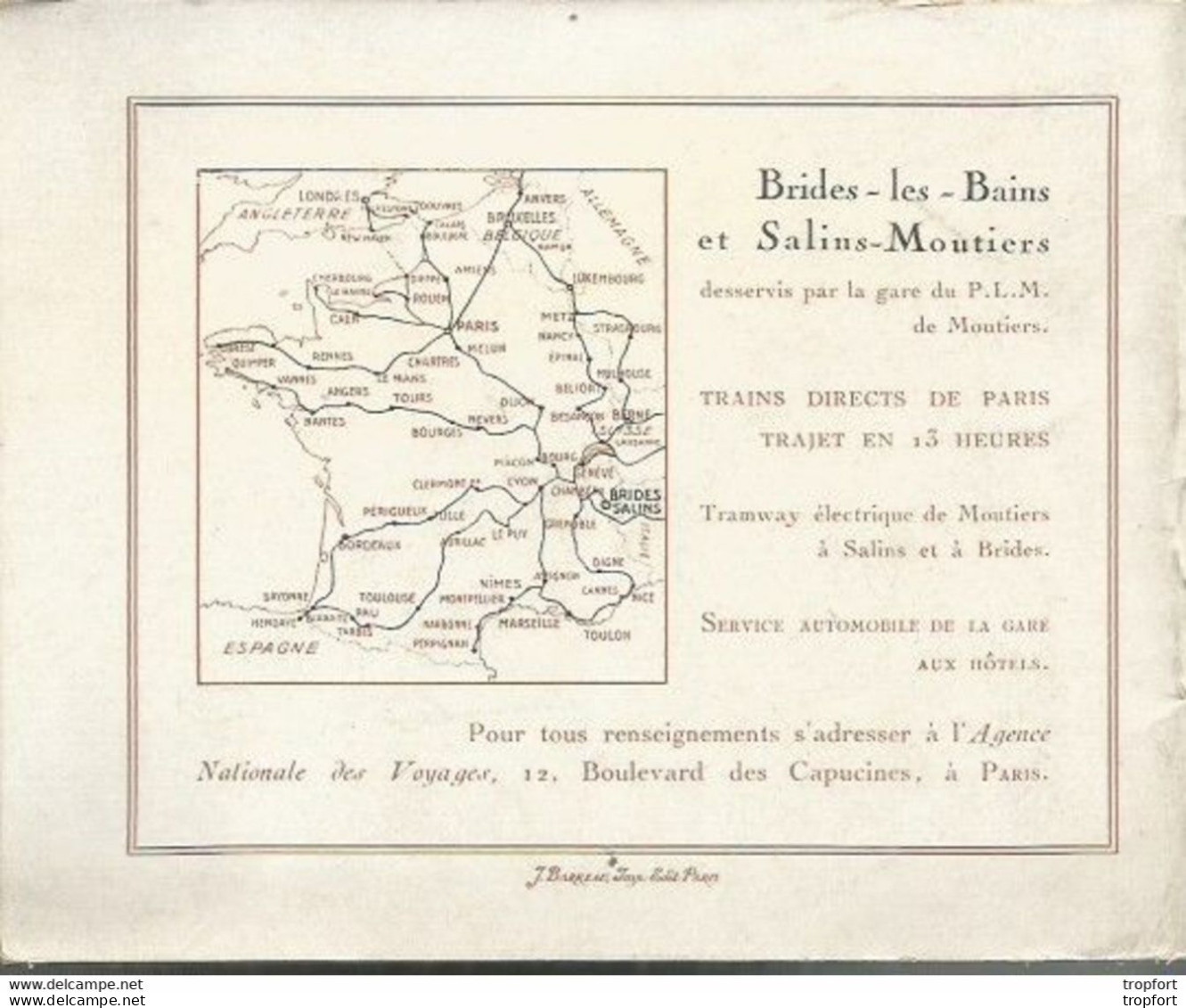 JP / Livret TOURISTIQUE Brides-les-bains SALINS-MOUTIERS Source MALADIES station thermale medecine 1918