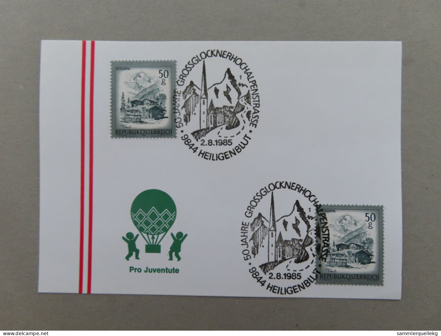 Österreich Pro Juventute - Mit Sonderstempel 2. 8. 1985 Heiligenblut, 50 Jahre Grossglockner Hochalpen Strasse (Nr.1156) - Altri & Non Classificati