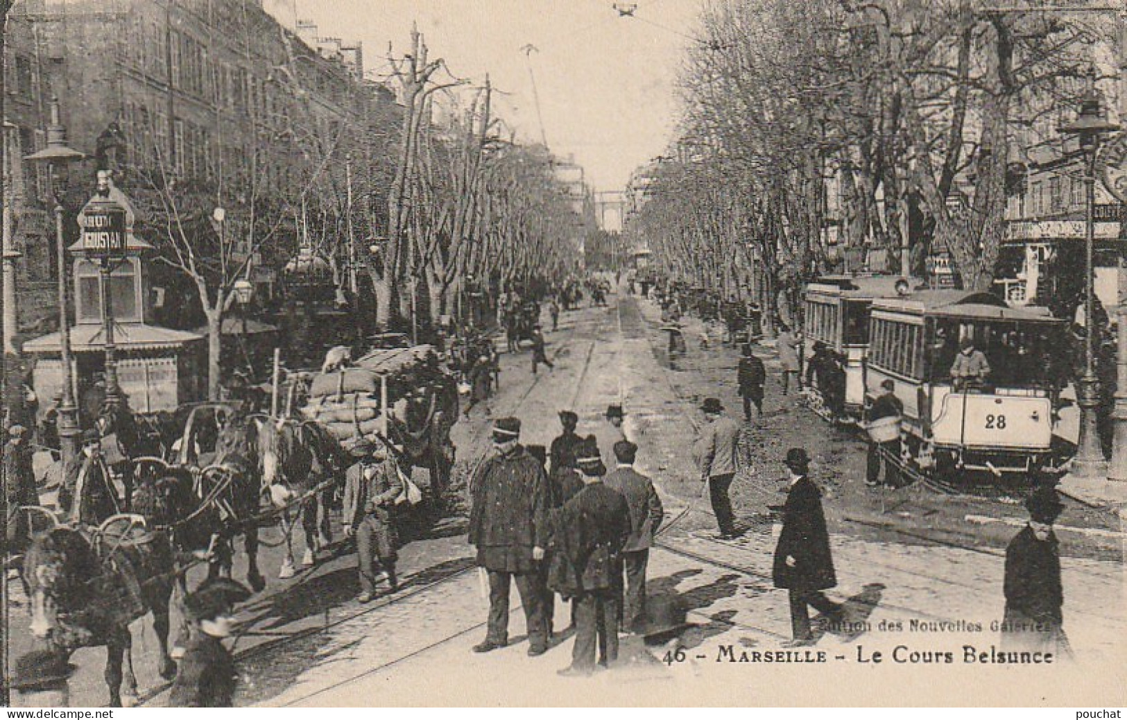 ALnw 16-(13) MARSEILLE - LE COURS BELSUNCE - ANIMATION - TRAMWAYS - CARRIOLE A CHEVAUX - Canebière, Centre Ville