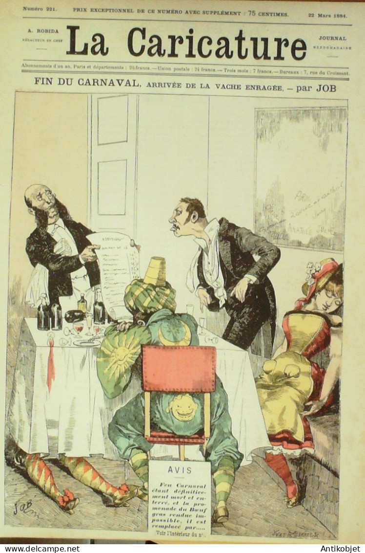 La Caricature 1884 N°221 Carnaval Cortège Et Restaurant De La Vache Enragée Job - Magazines - Before 1900