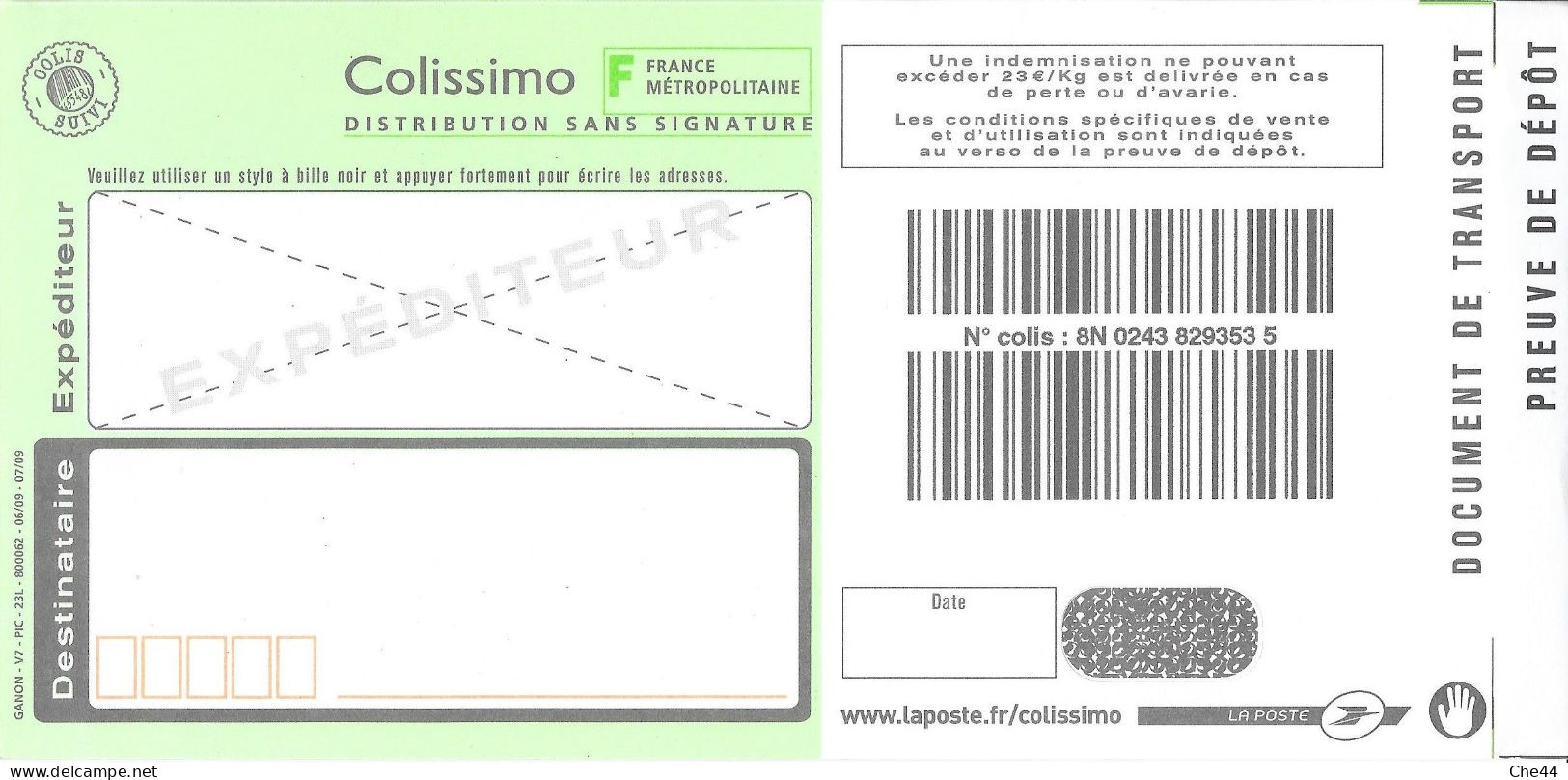 Colissimo Sans Signature. (2009) - Postdokumente