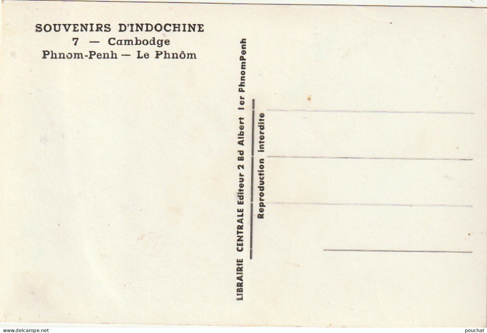 ALnw 18-( CAMBODGE ) LE PHNOM , PHNOM PENH - WAT PHNOM ( TEMPLE )- EDIT. LIBRAIRE CENTRALE , PHNOM PENH -  2 SCANS - Cambogia