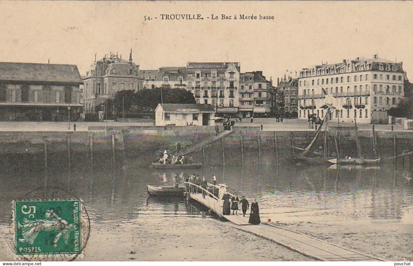 AL 19-(14) TROUVILLE - LE BAC A MAREE BASSE - ANIMATION - EMBARCATIONS - PONTON D' ACCES - HOTELS- 2 SCANS - Trouville