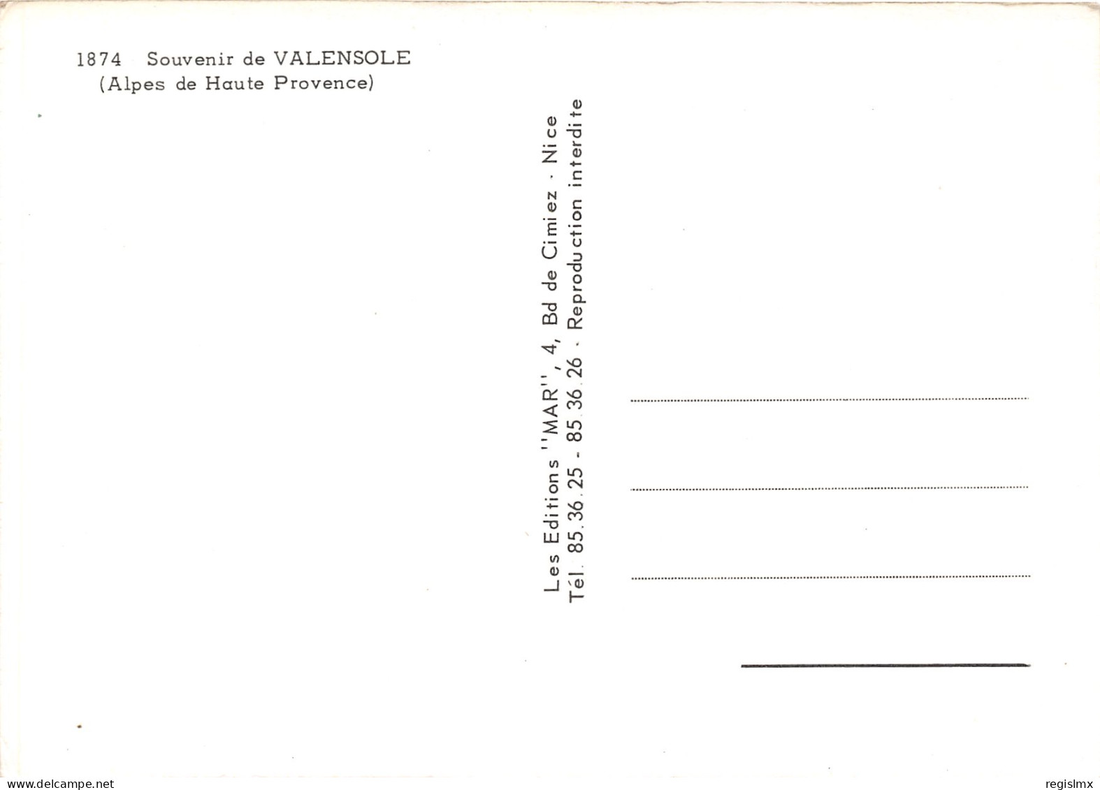 04-VALENSOLE-N°1001-C/0305 - Andere & Zonder Classificatie