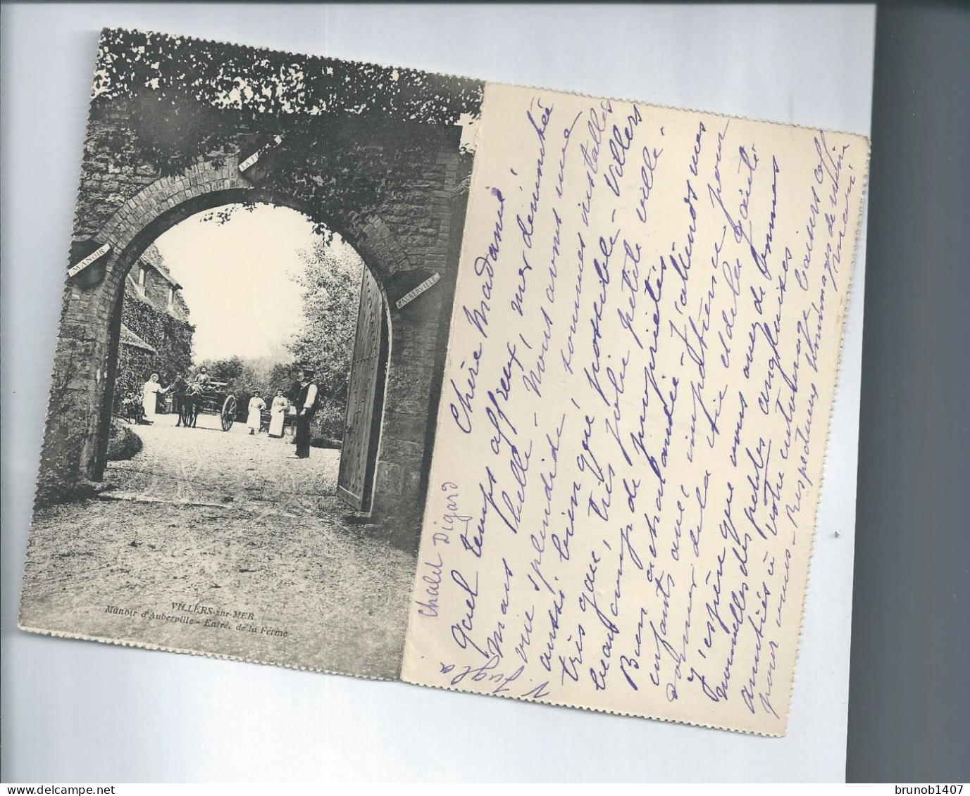 VILLERS SUR MER  Tres Belle Carte Lettre 1916 - Villers Sur Mer