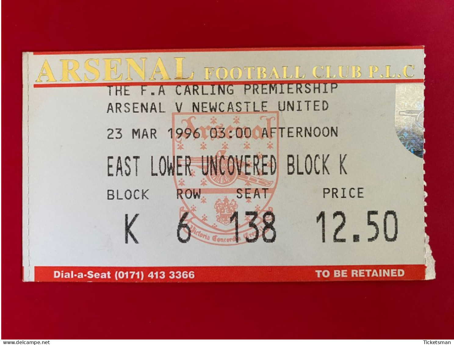 Football Ticket Billet Jegy Biglietto Eintrittskarte Arsenal FC - Newcastle United 23/03/1996 - Tickets D'entrée