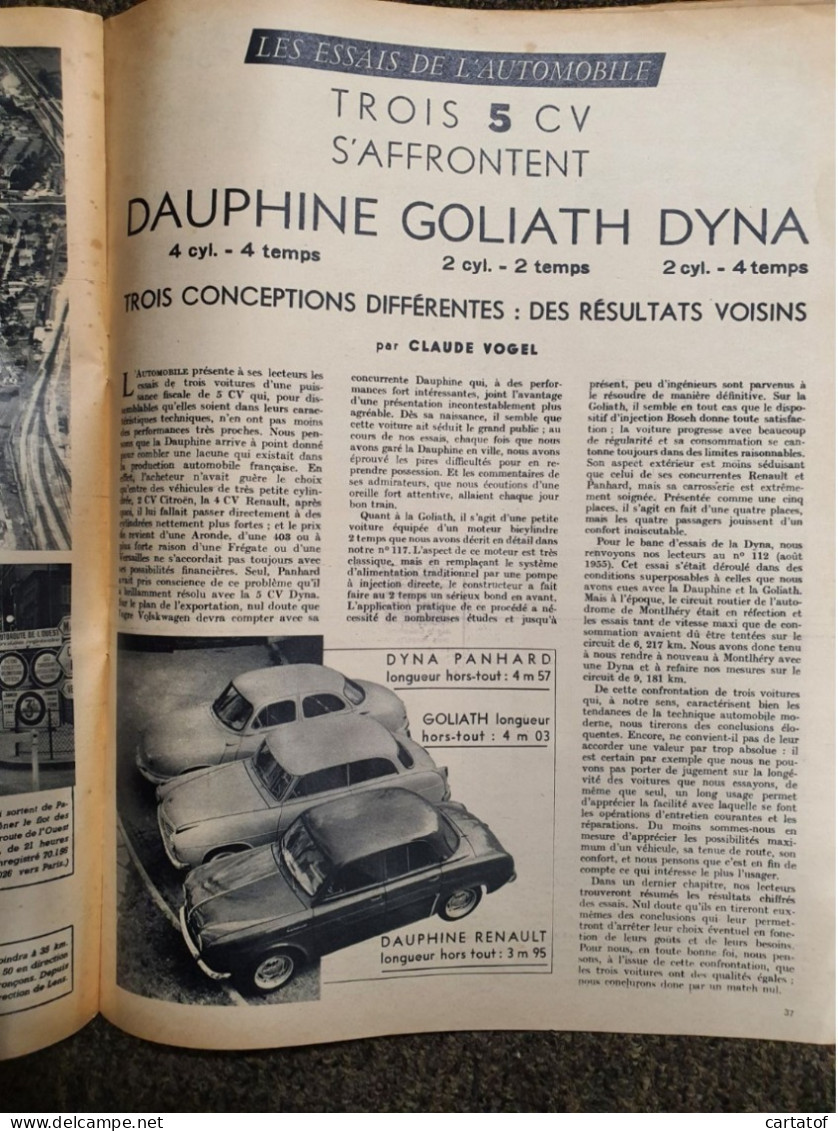 L'AUTOMOBILE N° 120 Avril 1956 . DAUPHINE GOLIATH DYNA . SALON DE GENEVE . ..