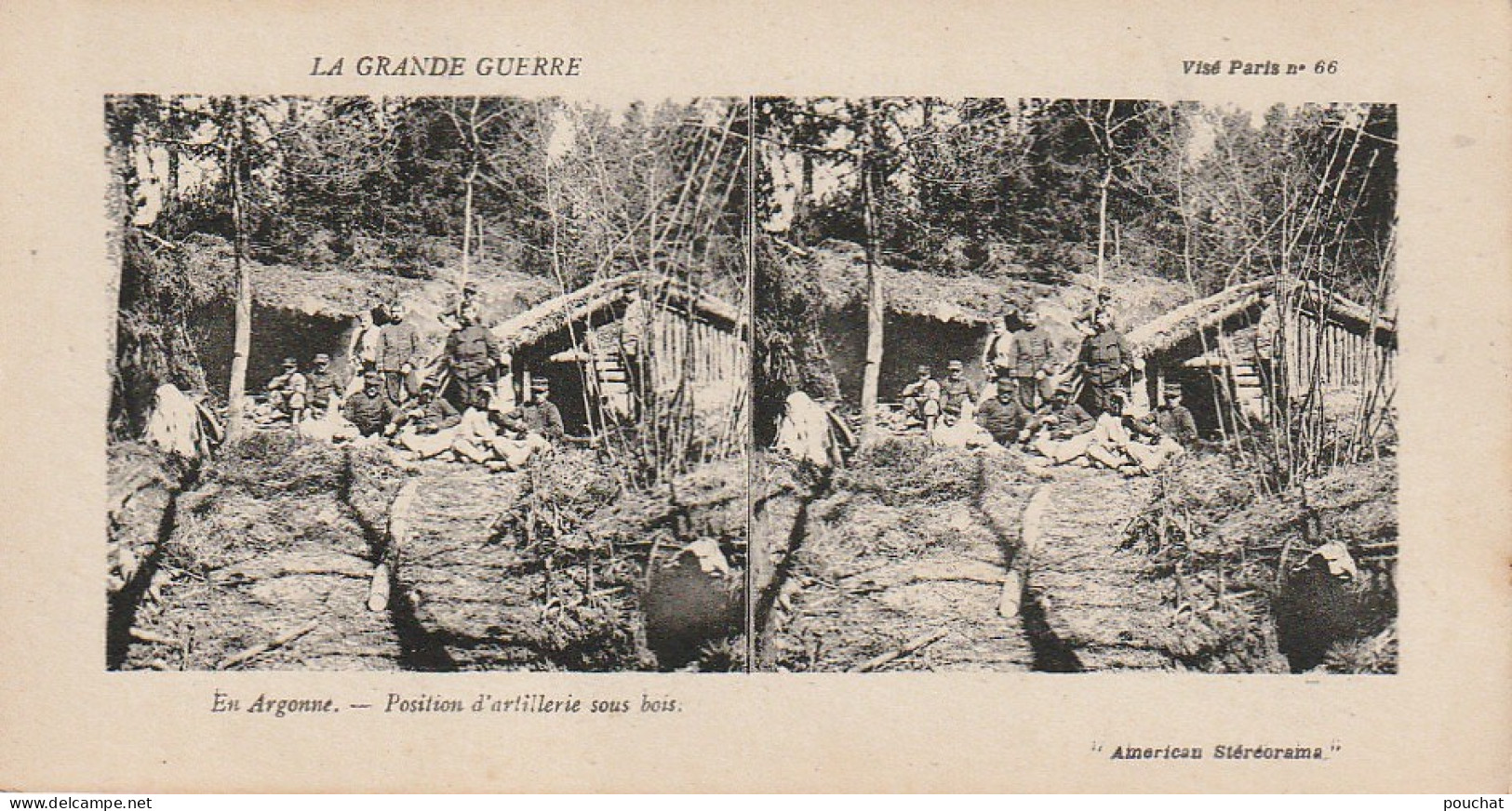 BE6 - EN ARGONNE - POSITION D' ARTILLERIE SOUS BOIS - CARTE STEREO - 2 SCANS - Oorlog 1914-18