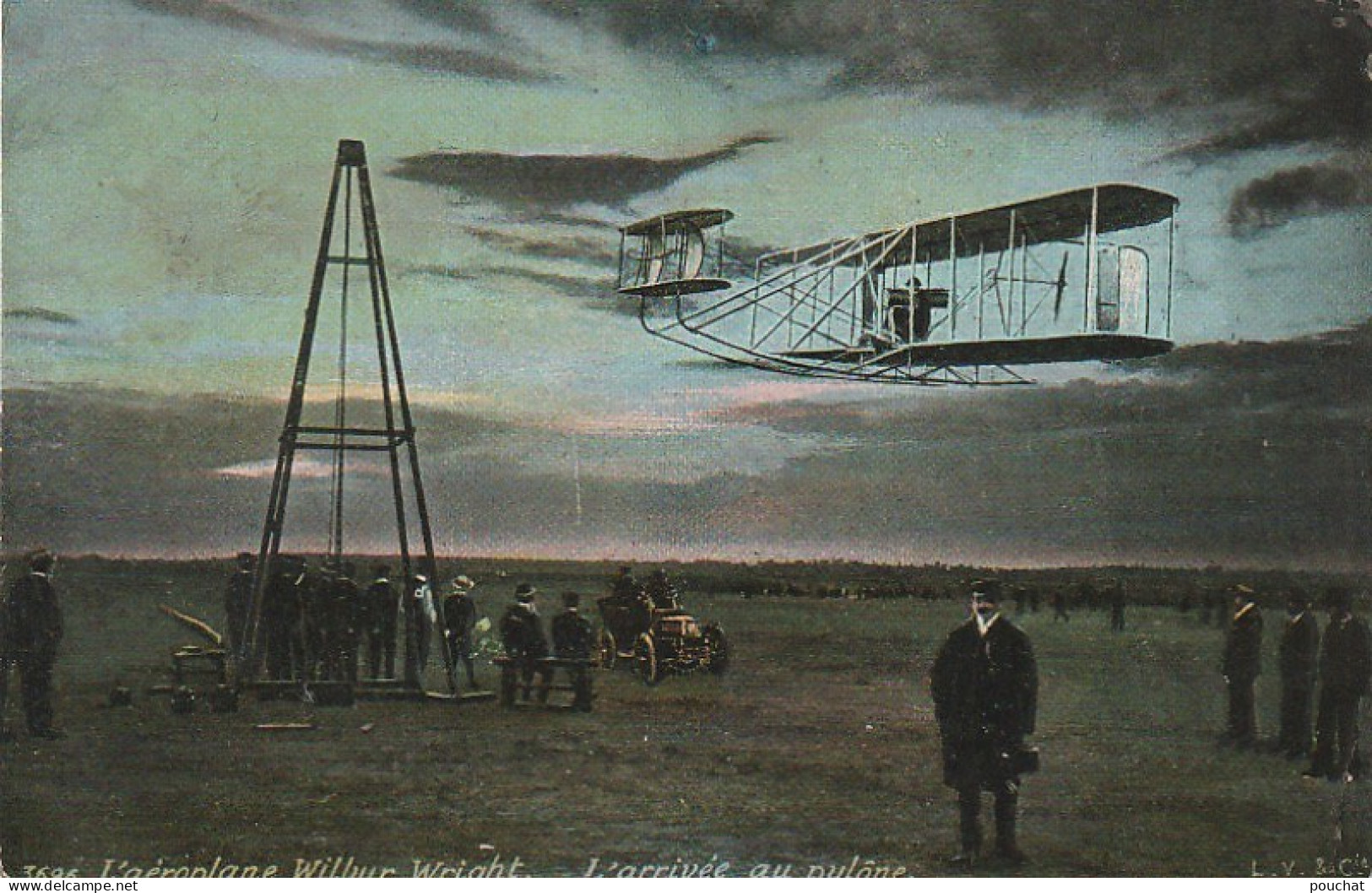 BE6 - L' AEROPLANE WILBUR WRIGHT - L' ARRIVEE AU PYLONE - 2 SCANS - Airmen, Fliers