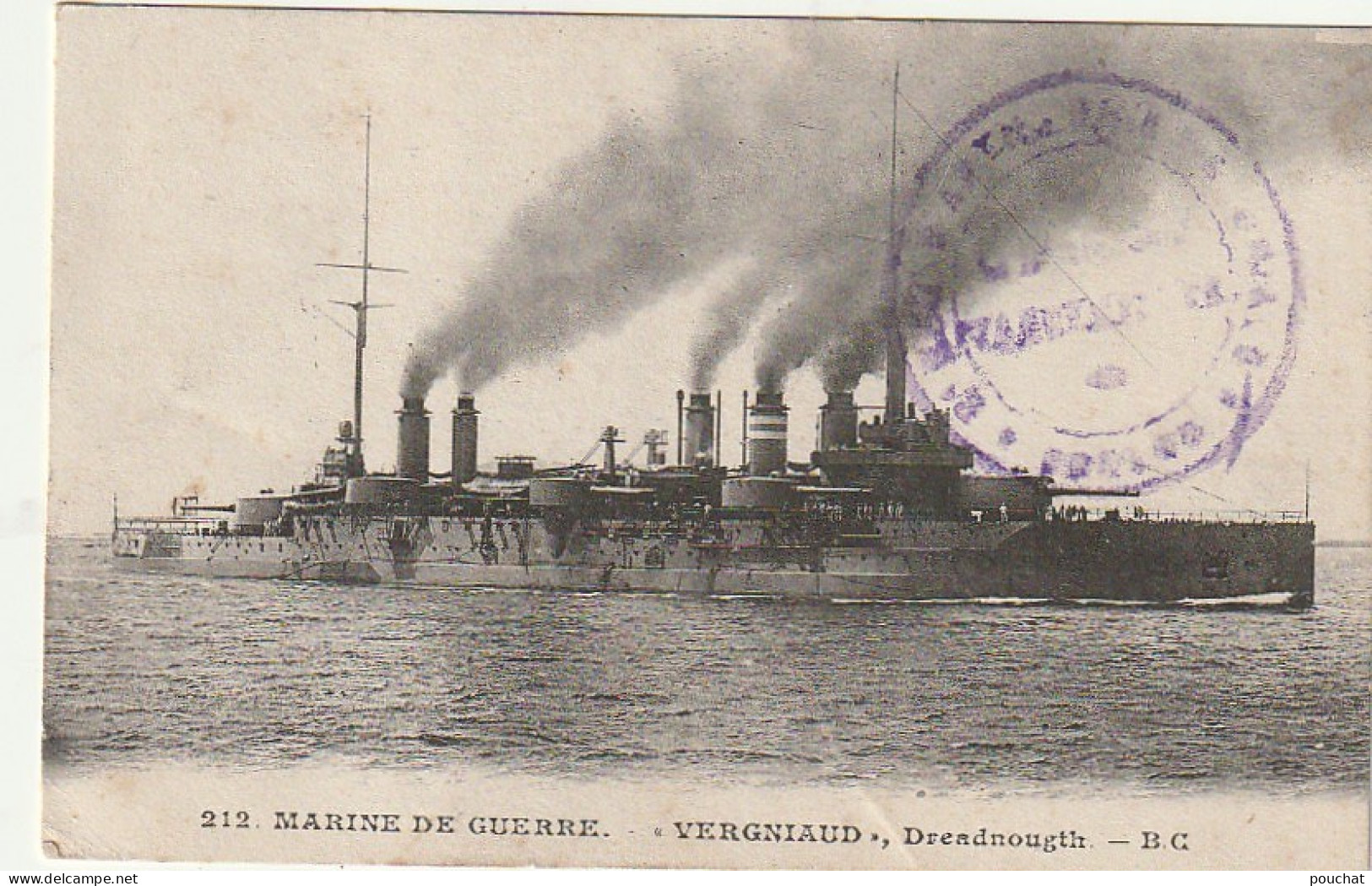 BE6 -  MARINE DE GUERRE - " VERGNIAUD " , DREADNOUGHT - CUIRASSE - 2 SCANS - Warships