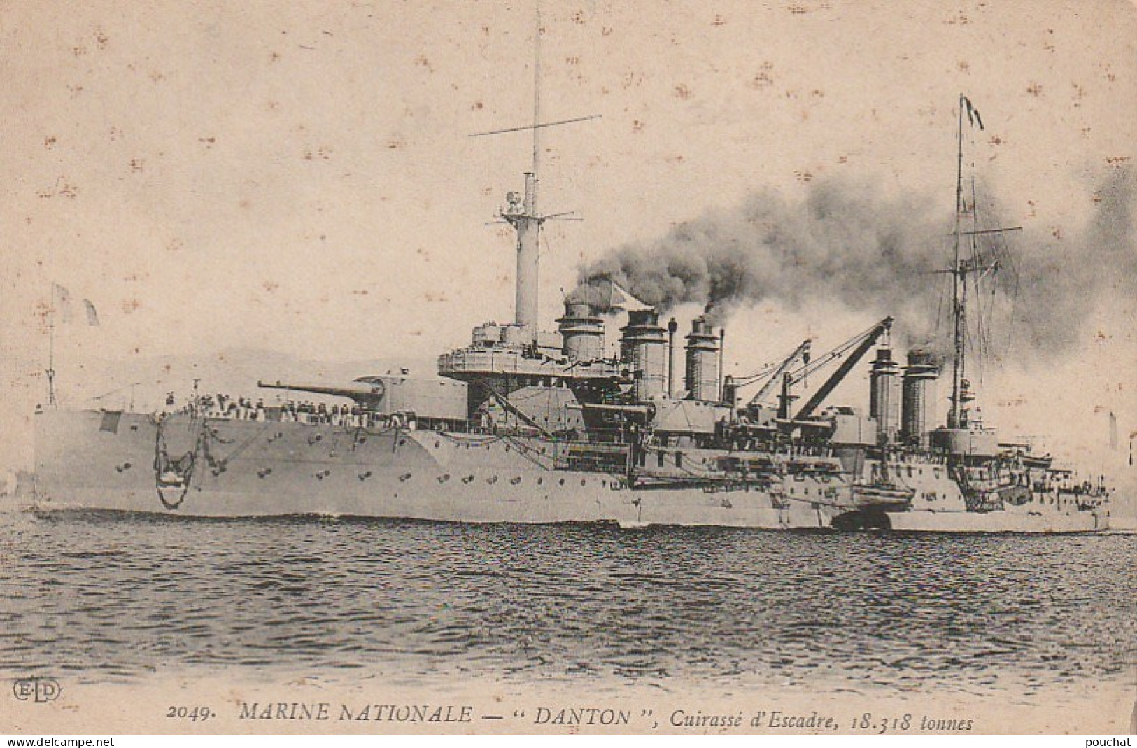 BE6 - MARINE NATIONALE - " DANTON " , CUIRASSE D' ESCADRE - 2 SCANS - Warships