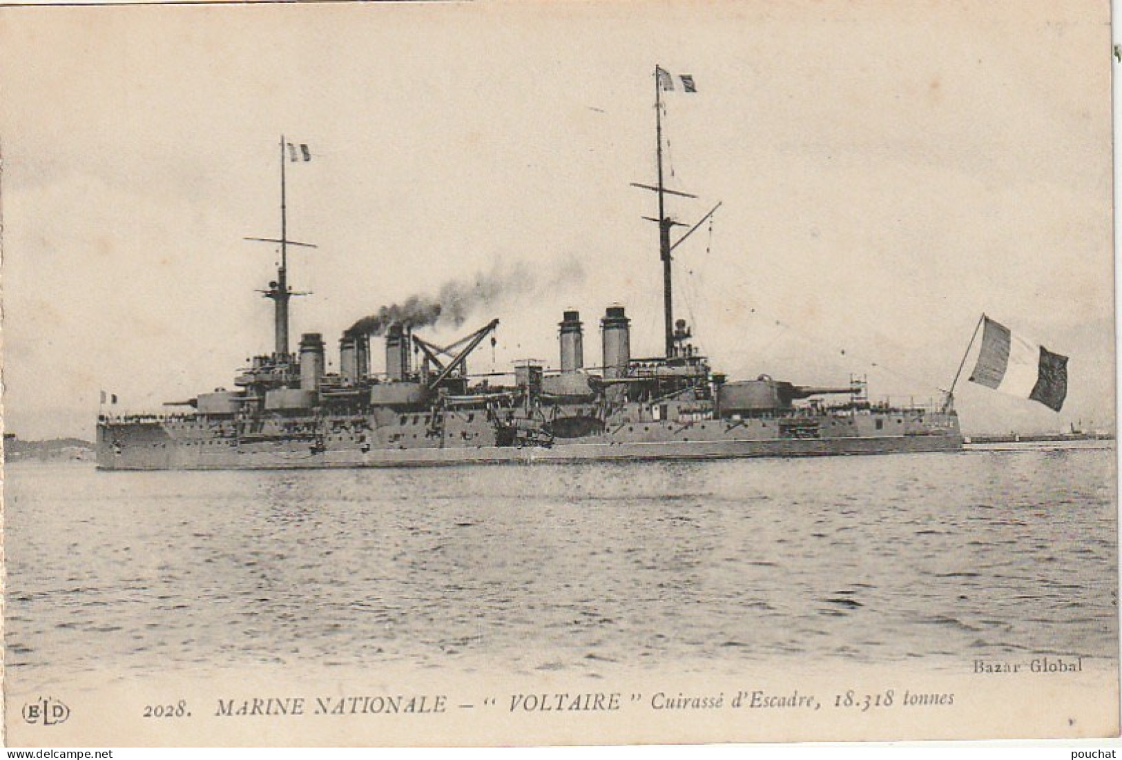 BE6 - MARINE NATIONALE - " VOLTAIRE " , CUIRASSE D' ESCADRE - 2 SCANS - Warships