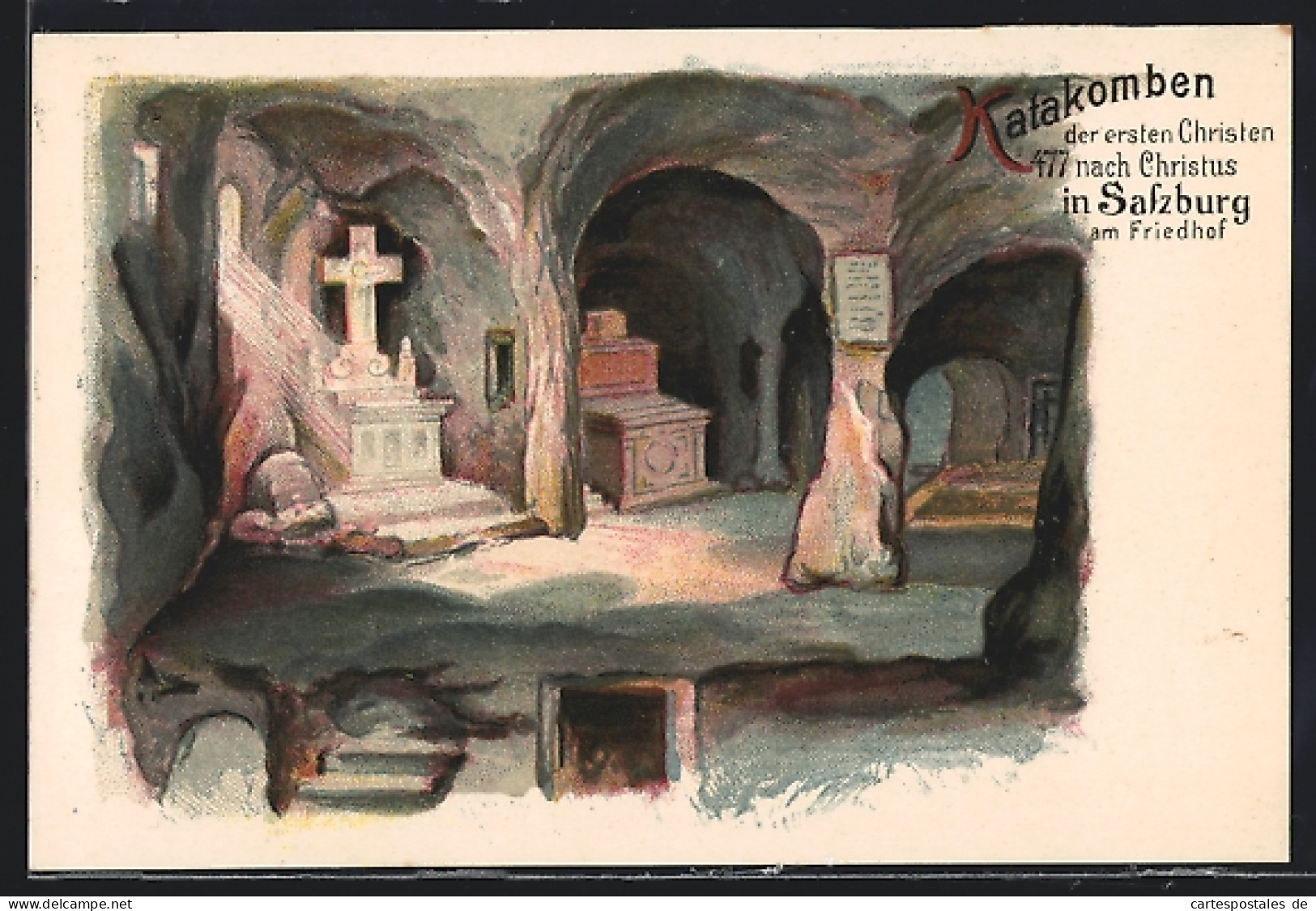 Lithographie Salzburg, Katakomben Der Ersten Christen Vom Jahr 477 Am Friedhof  - Otros & Sin Clasificación