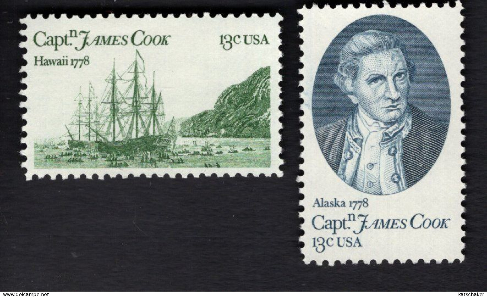 199968383 1978 SCOTT 1732 1733 (XX)POSTFRIS MINT NEVER HINGED  James Cook  & Sailing Ship - Ongebruikt