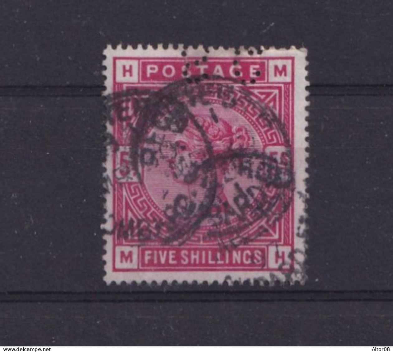 JOLI TIMBRE OBLITERE ET PERFORE DE 5 SILLINGS N° 40 COTE 550 EURO .INTERESSANT - Used Stamps