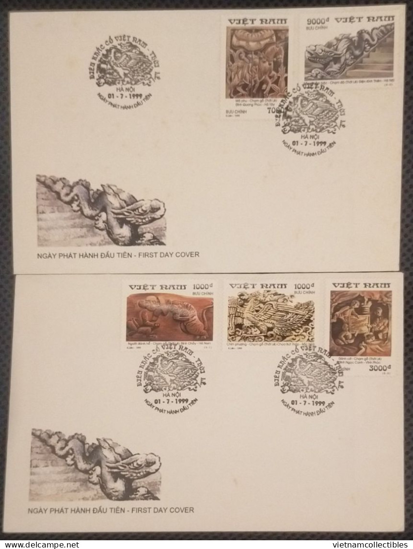 FDC Vietnam Viet Nam With Perf Stamps 1999 : Ancient Sculpture Of Ly Dynasty / Dragon / Horse / Playing Chess (Ms809) - Vietnam