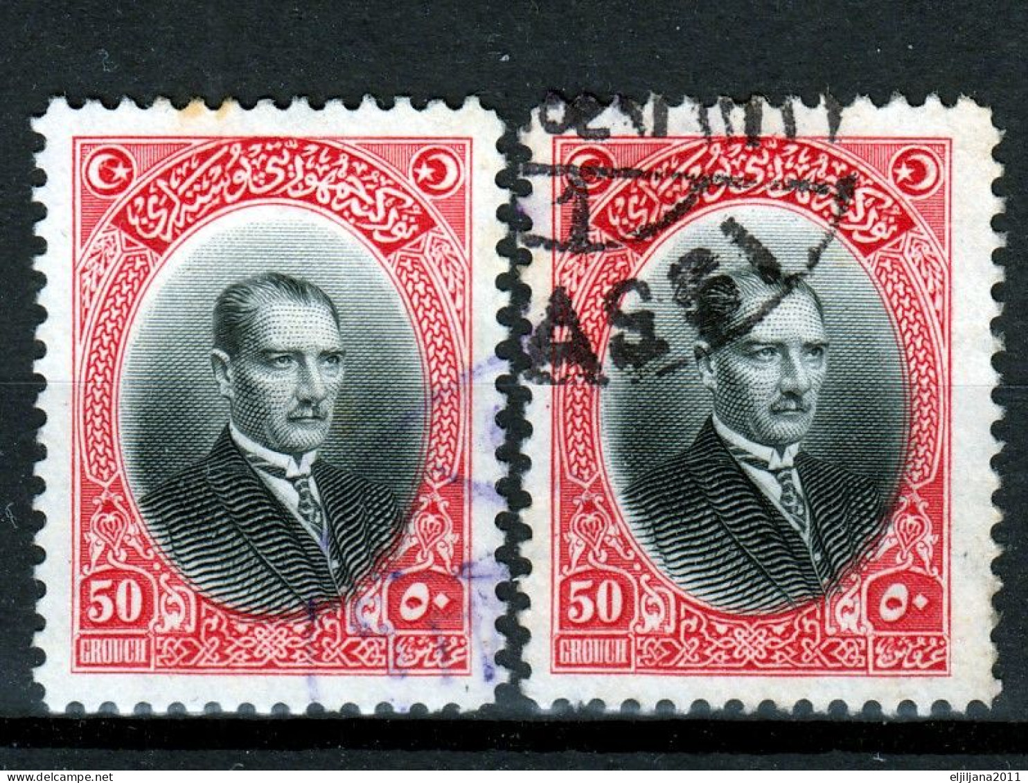 Turkey / Türkei 1926 ⁕ Mustafa Kemal ATATÜRK 50 Ghr. Mi.854 ⁕ 2v Used - Used Stamps