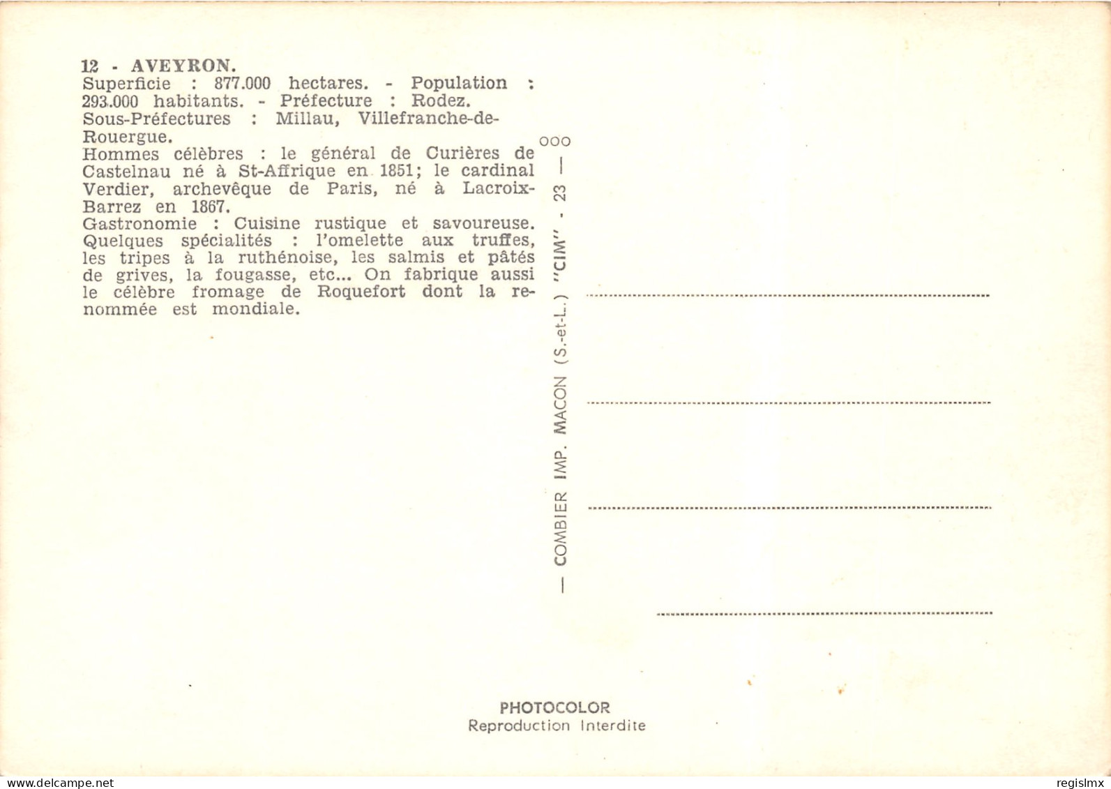 12-AVEYRON-N°1005-B/0035 - Other & Unclassified