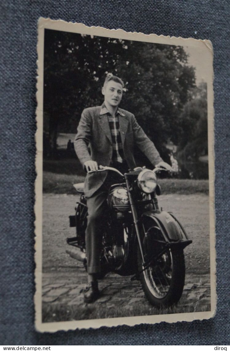 Moto à Identrifier,ancienne Photo Originale, 10 Cm./ 7 Cm. - Sonstige & Ohne Zuordnung